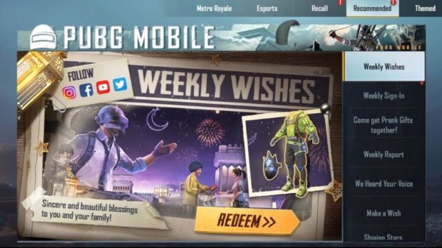 Kode redeem pubg weekly wishes 2021