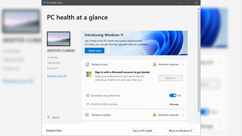 Windows 11 health check