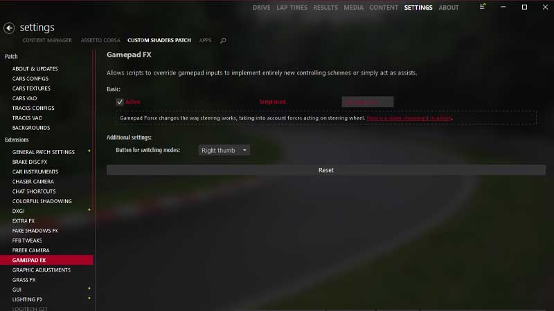 Setting defaults assetto corsa что делать